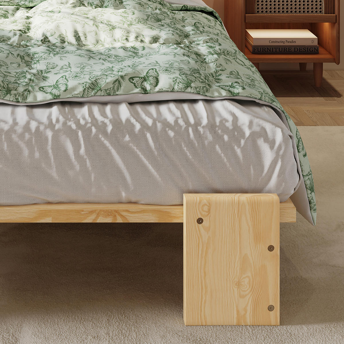 POLSTERBETT PANG-M4T9B2 90/200 cm Natur - Naturfarben, Holz - PANGIVO