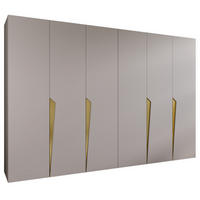 DREHTÜRENSCHRANK 202/300/52 6-türig - Beige/Goldfarben, Holz/Metall (300/202/52cm) - Abiks Möbel