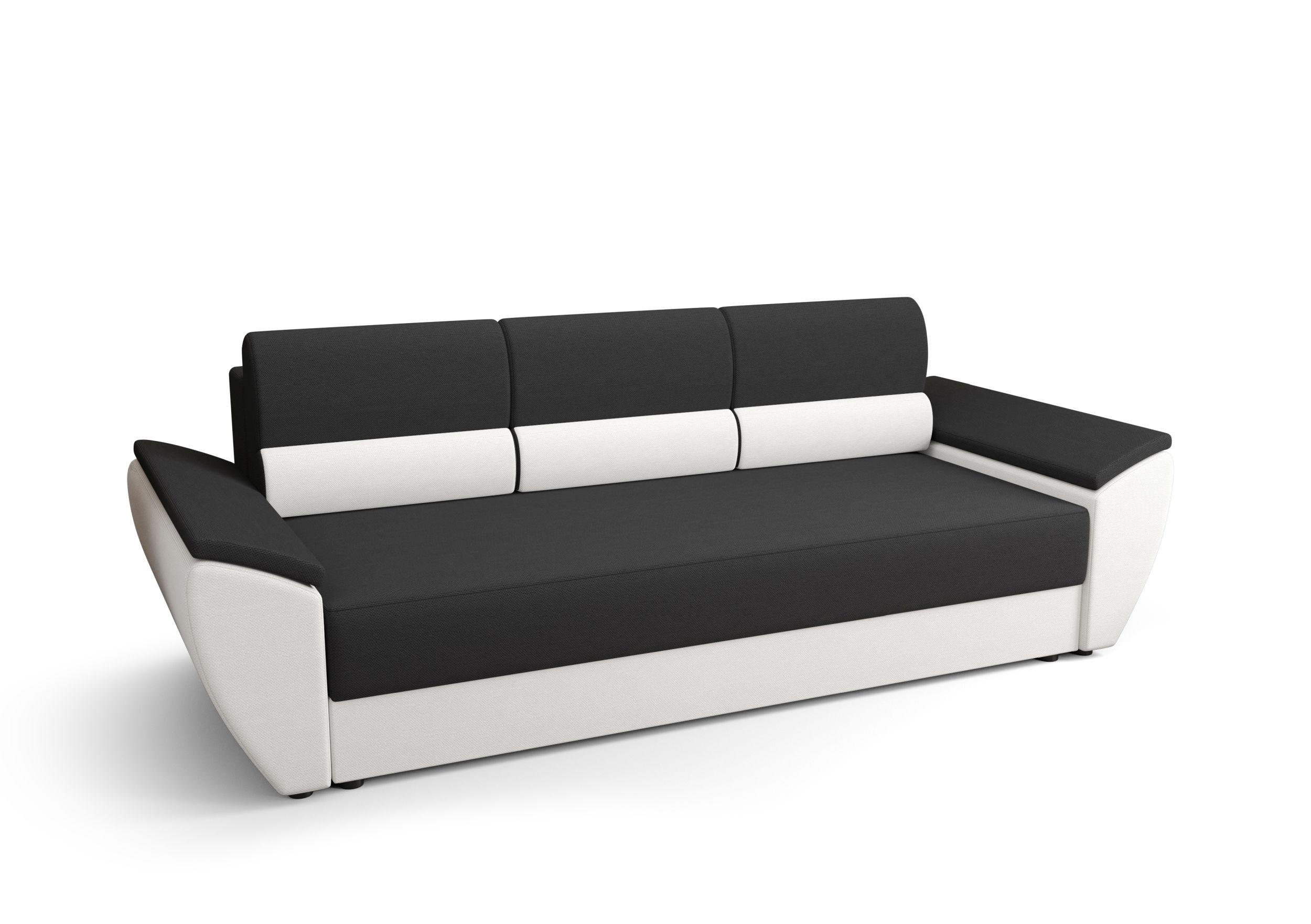 SOFA REBI BIS mit Schlaffunktion RAINBOW 27+31 mit Stauraum - Grau, Textil (80/78/240cm) - Bedante