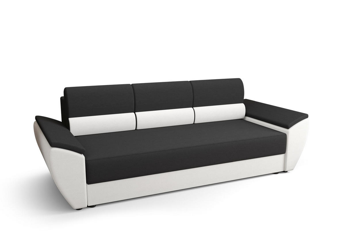 SOFA REBI BIS mit Schlaffunktion RAINBOW 27+31 mit Stauraum - Grau, Textil (80/78/240cm) - Bedante