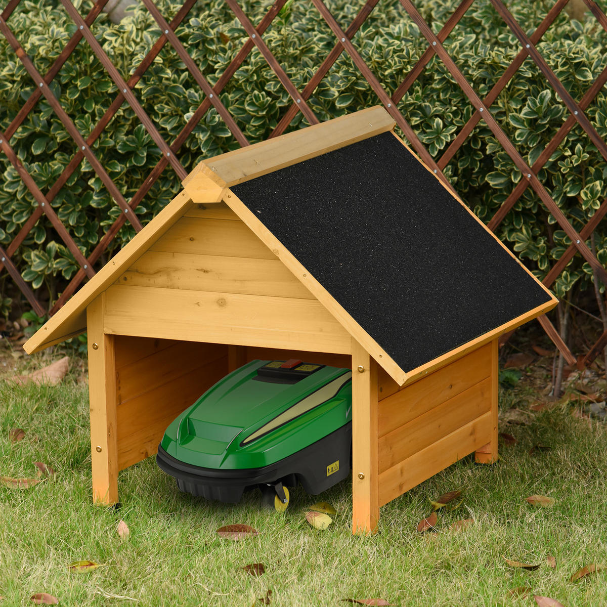 MÄHROBOTERGARAGE Tannenholz Gelb - Gelb, Holz (76/70/75cm) - Outsunny