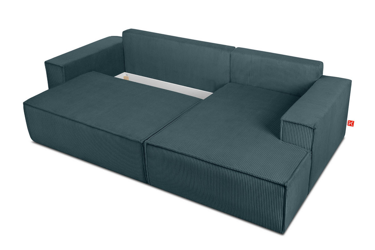ECKSCHLAFSOFA-RECHTS NAPI in Pet Friendly Cord-Stoff, blau - Blau/Schwarz, Textil (262/148cm) - KONSIMO®