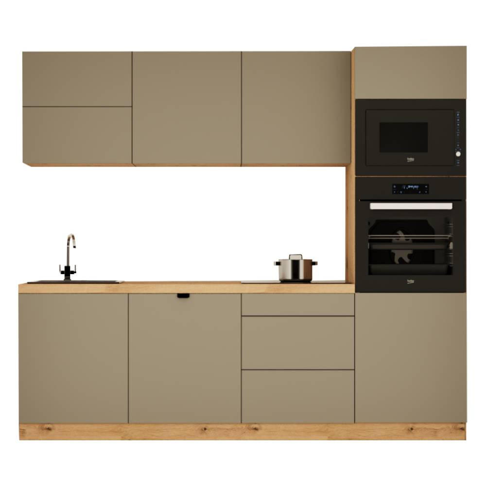 KÜCHENZEILE 240 cm - Langen KL26-M240 - in Beige/Matt - Beige, Holz (240/212/58cm)