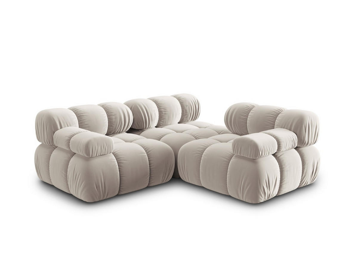 MODULARES-SOFA Bellis aus Samt leichtes beige 3 Sitzplätze - Creme, Textil (94/63/282cm) - Micadoni