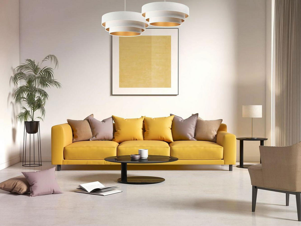 HÄNGELEUCHTE Gold 60/20 cm - Goldfarben/Weiß, Kunststoff (60/1.5/20cm) - ONZENO