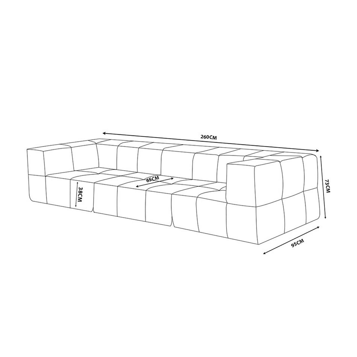 3-SITZER-SOFA Bouclé-Stoff Steinbeige - Greige, Textil (260/73/95cm) - MILYsofa