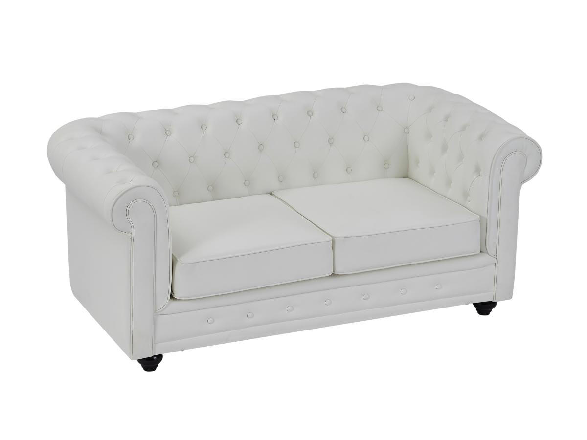 SOFA 2-Sitzer - Kunstleder - Weiß - CHESTERFIELD - Weiß, Leder (88/72/168cm) - Vente-Unique