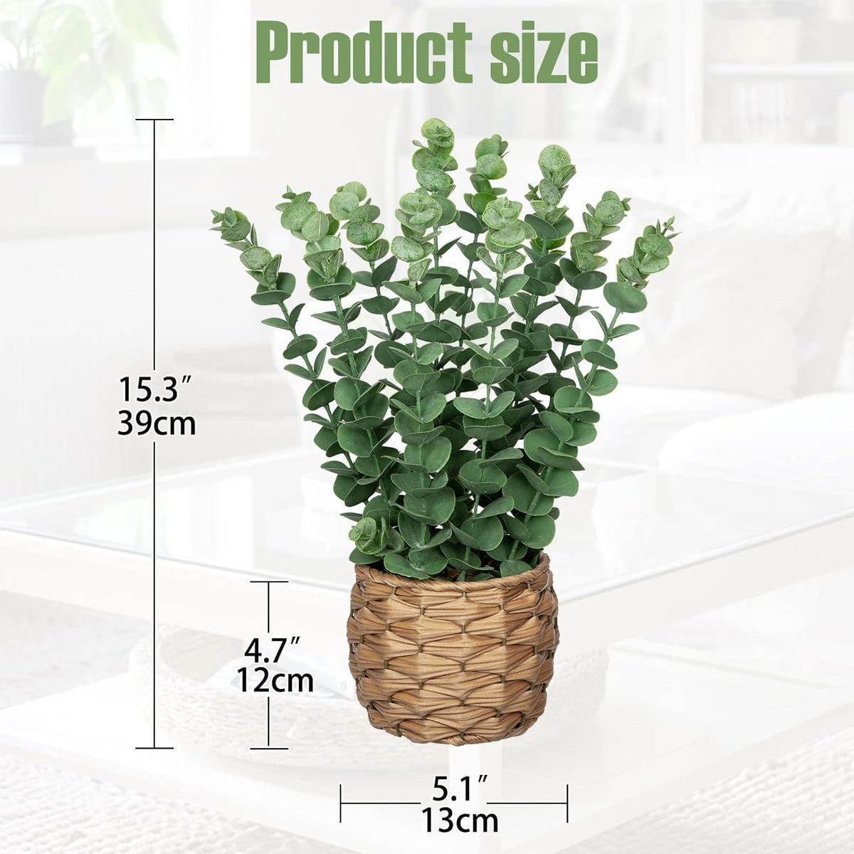 KUNSTPFLANZE Eukalyptus 39 cm Grün im Seegras Topf - Grün, Kunststoff (39cm)