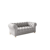 SOFA 2-Sitzer CHESTERFIELD Elegant Klassisch Schick Stoff Whisper Velours Silber - Silberfarben, Holz/Textil (152/77/90cm) - Kaiser Möbel