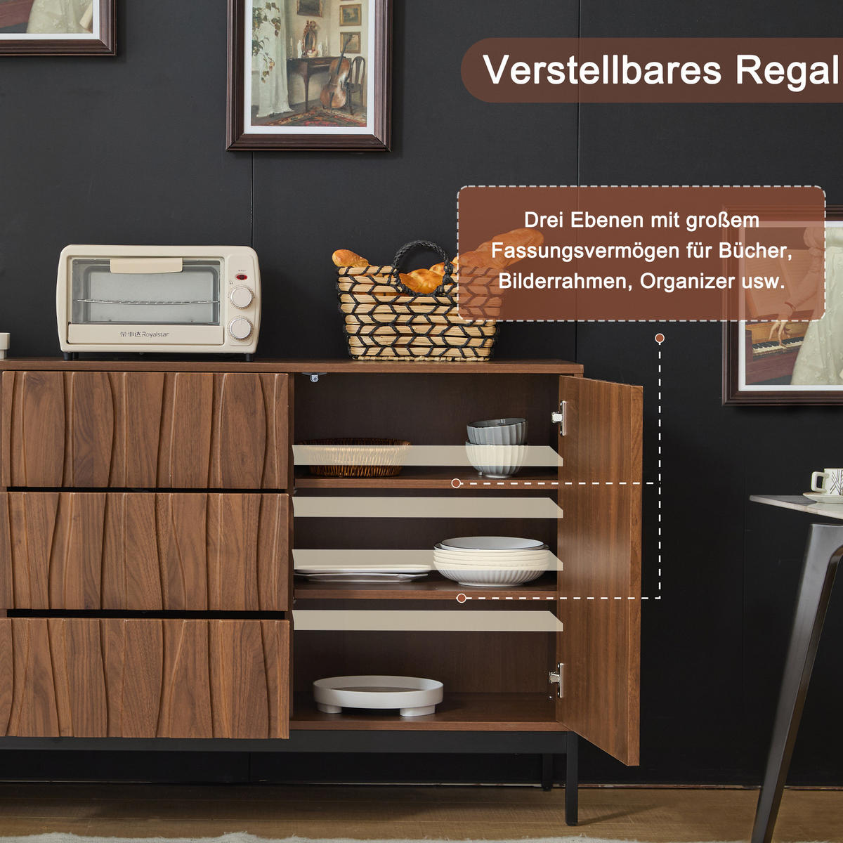 SIDEBOARD 150/40/80 cm z MDF a nábytkové desky tmavě hnědé - přírodní, kompozitní dřevo (150/80/40cm) - Modenvie