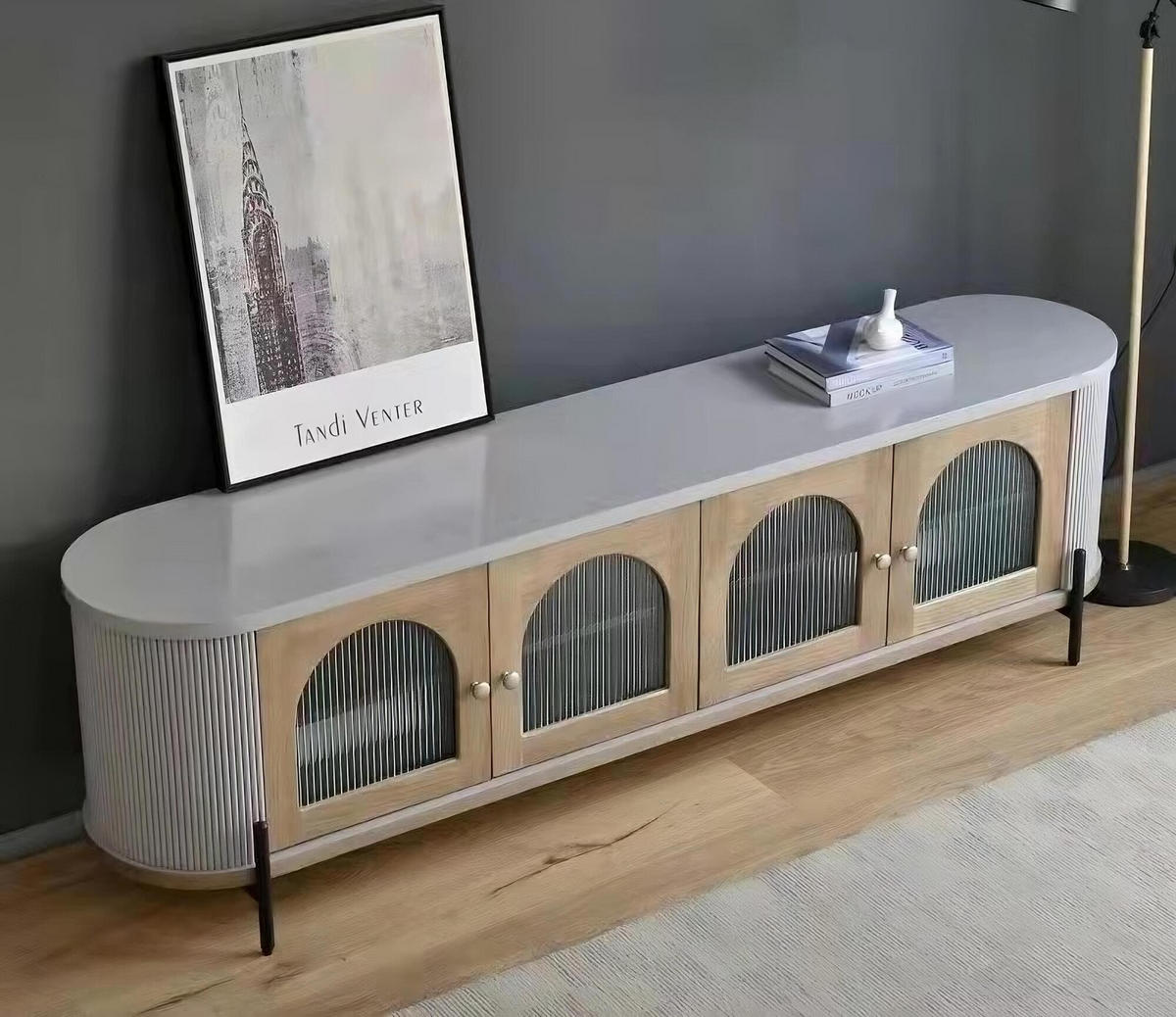 TV-LOWBOARD STILIG Hellgrau 200x40x60 cm - Hellgrau, Holzwerkstoff (200/60/40cm) - FURNLUX