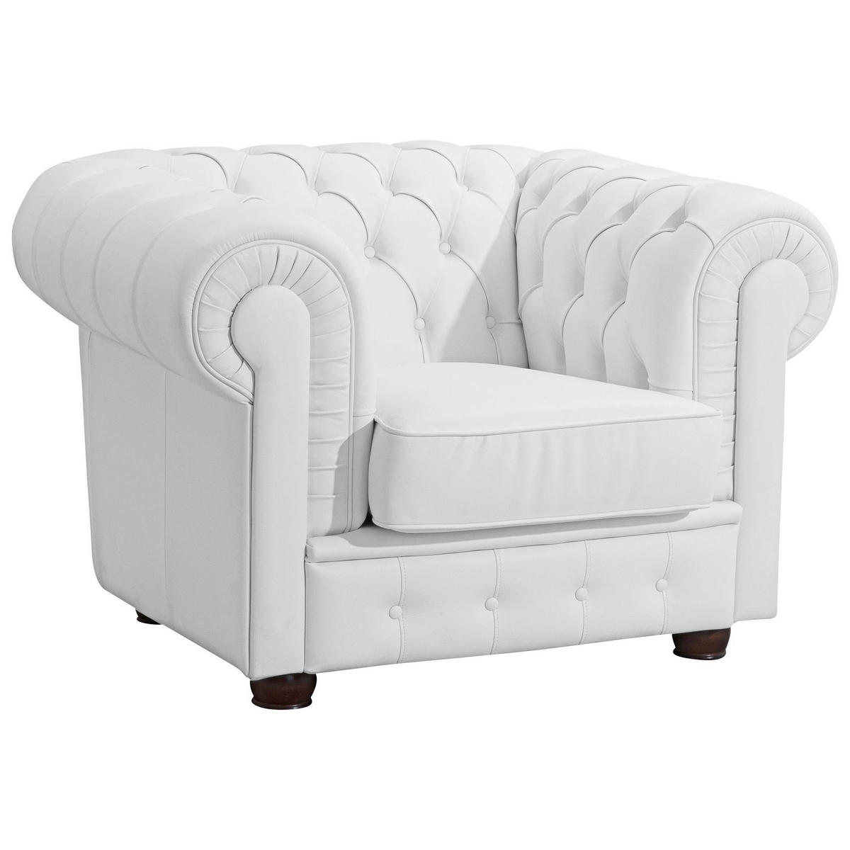 SESSEL Kalea Bezug Kunstleder Buche nussbaum dunkel / weiß - Weiß, Leder (110/76/98cm) - 58aufmkessel