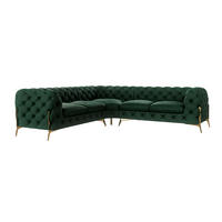ECKSOFA Chesterfield Lexi Flasche Grün Samt - Smaragdgrün/Goldfarben, Holz/Textil (264/264cm) - S-Style Möbel