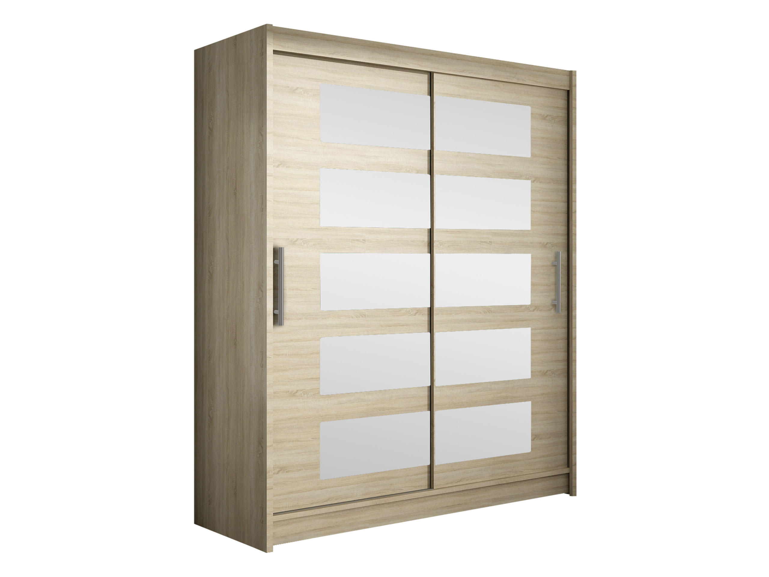 SCHWEBETÜRENSCHRANK Westa V - Silberfarben/Sonoma Eiche, Holzwerkstoff/Metall (150/200/58cm) - MIRJAN24