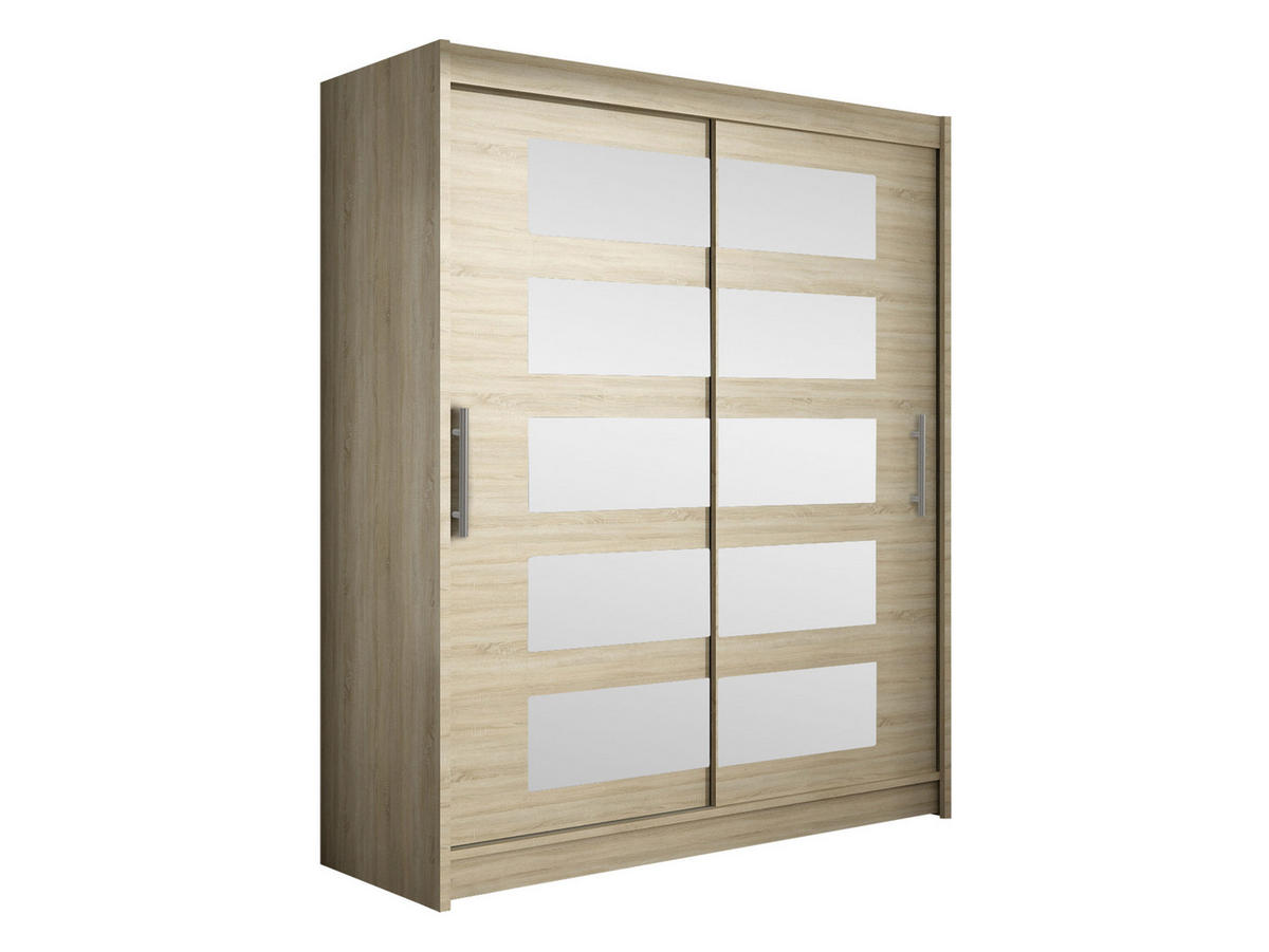 SCHWEBETÜRENSCHRANK Westa V - Silberfarben/Sonoma Eiche, Holzwerkstoff/Metall (150/200/58cm) - MIRJAN24