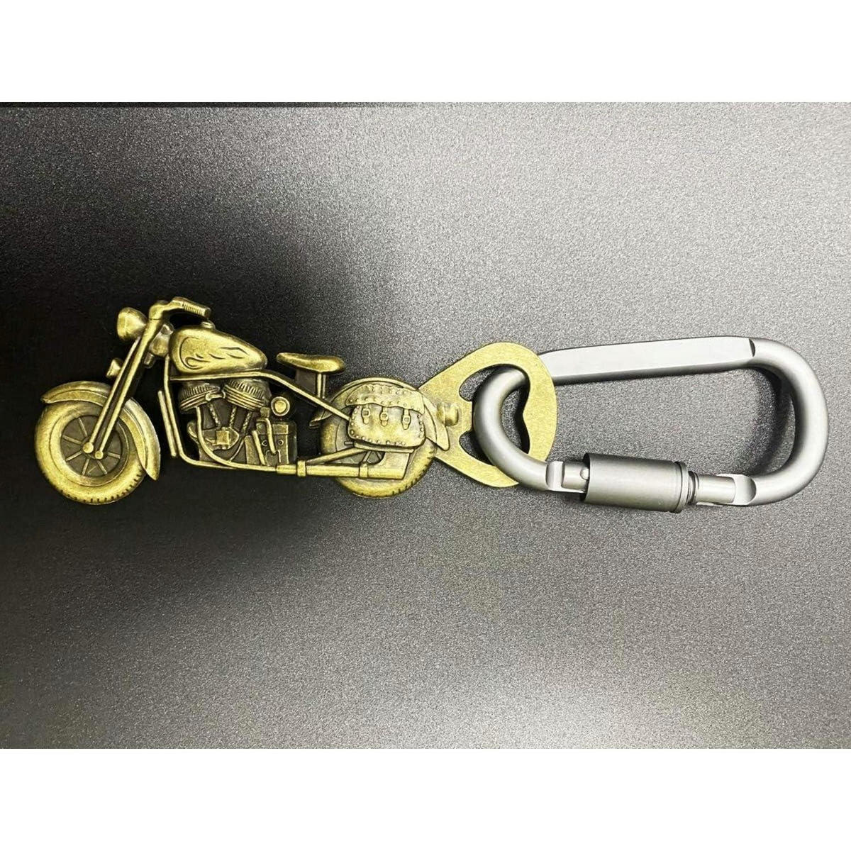 FLASCHENÖFFNER Motorrad mit Karabiner Zinklegierung Vintage - Bronzefarben, Metall (10cm)