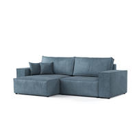 ECKSOFA CAVO mit Schlaffunktion Blau im Wind Stoff - Blau/Schwarz, Holz/Holzwerkstoff (255/148cm) - AltaBeds
