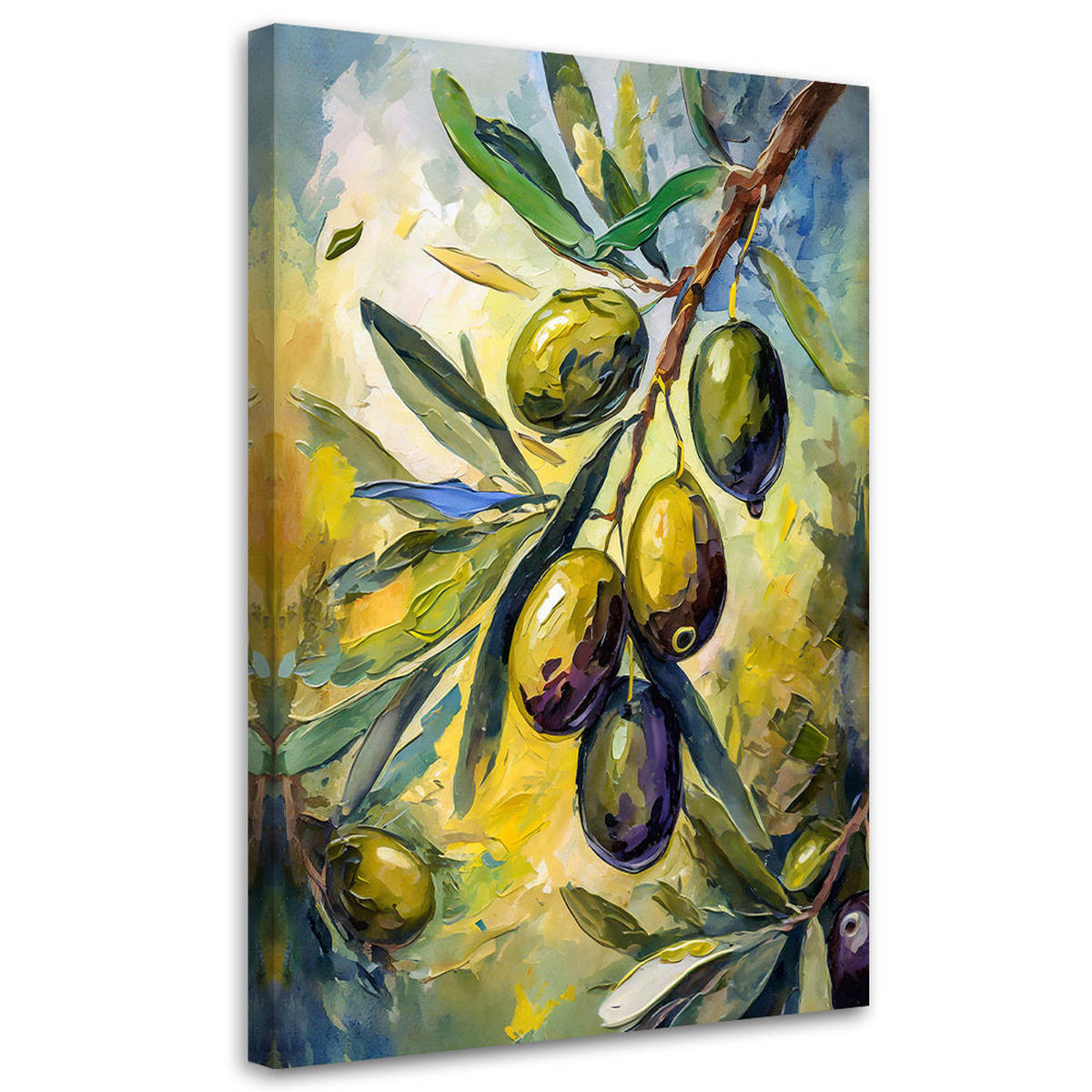 LEINWANDBILD Oliven Acryl handgemalt - Grün, Textil (40/60cm) - Feeby