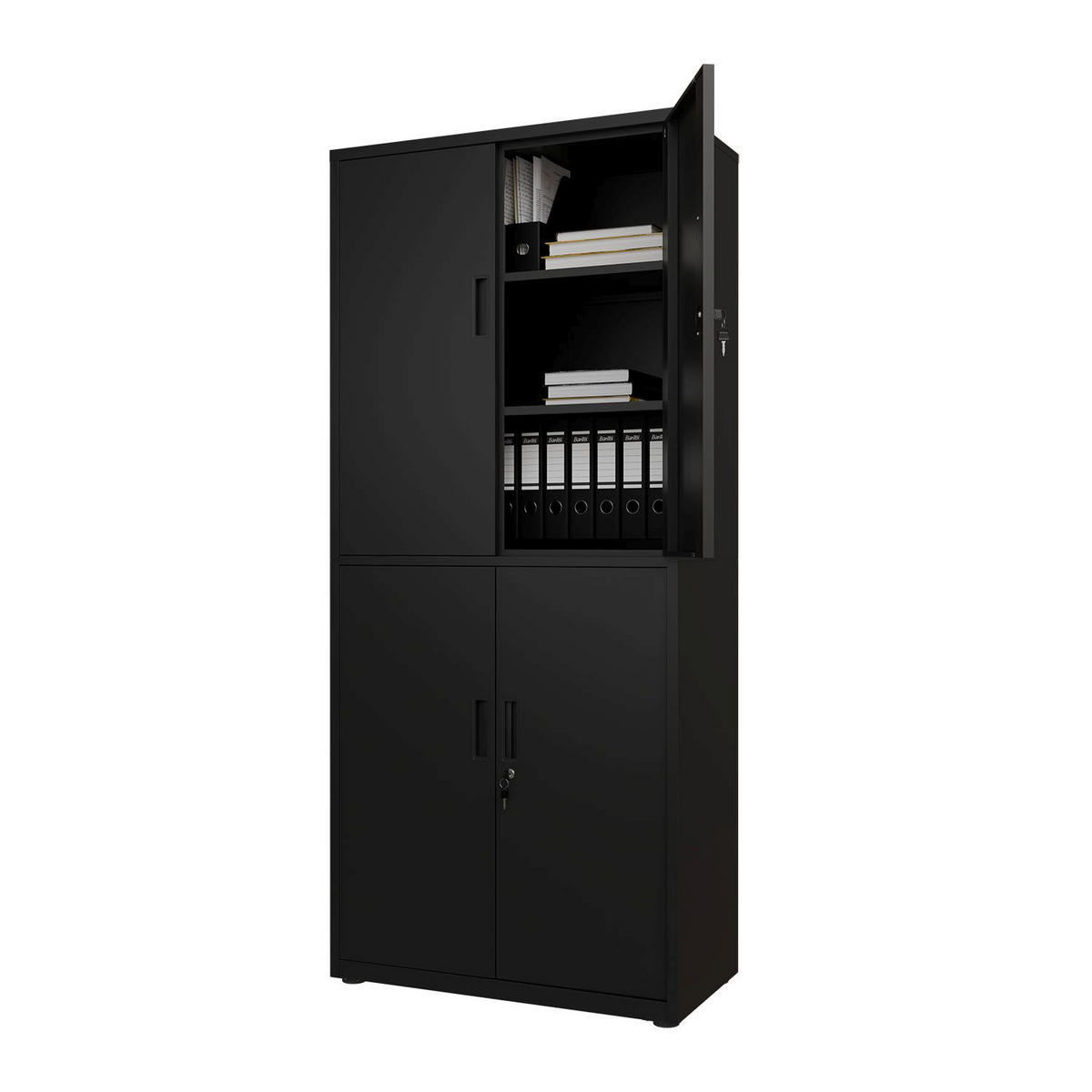 METALLSCHRANK 180/80/40 cm schwarz abschließbar - Schwarz, Metall (80/180/40cm) - Juskys