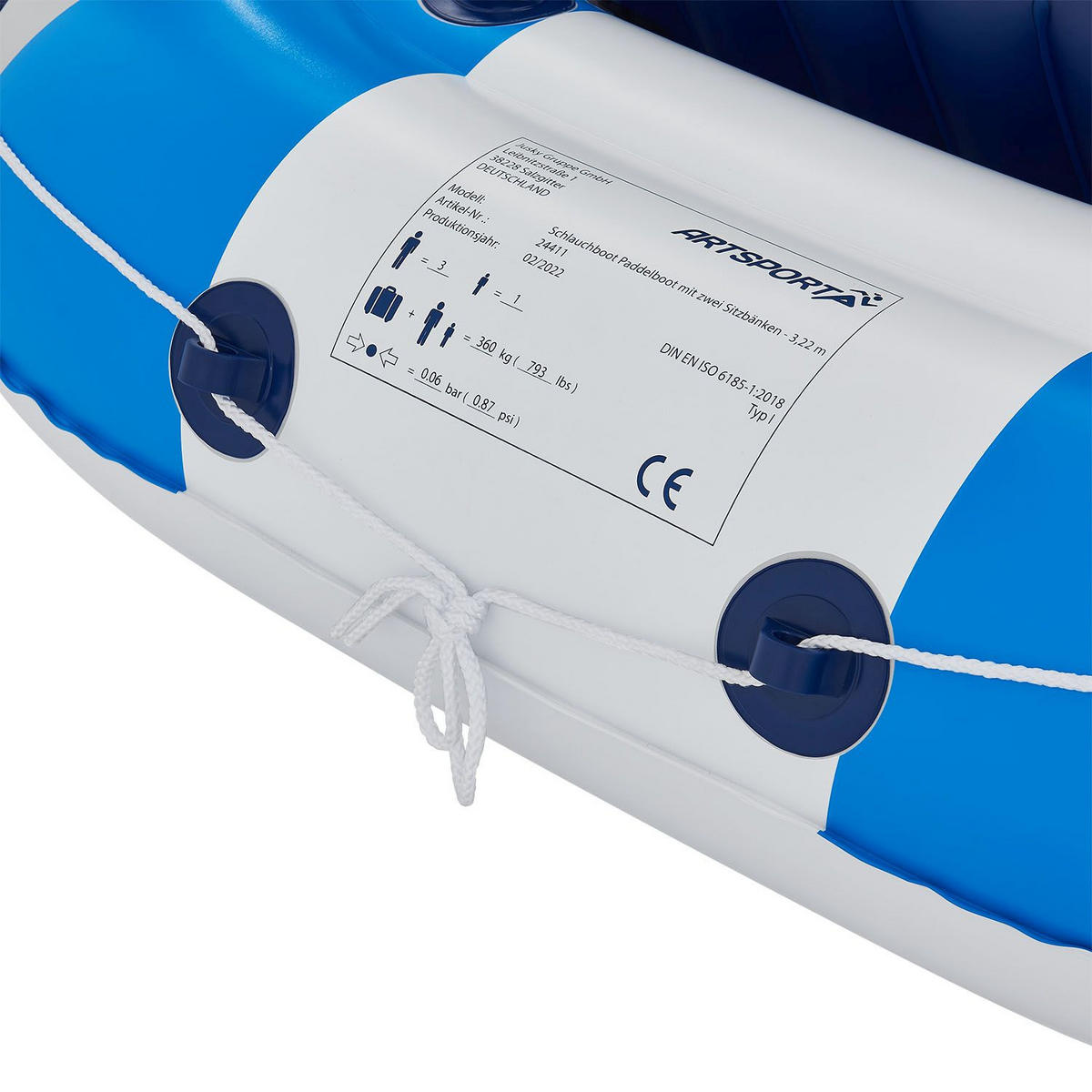 SCHLAUCHBOOT Paddelboot mit zwei Sitzbänken 3,22 m - Blau, Kunststoff (322/163/44cm) - Artsport