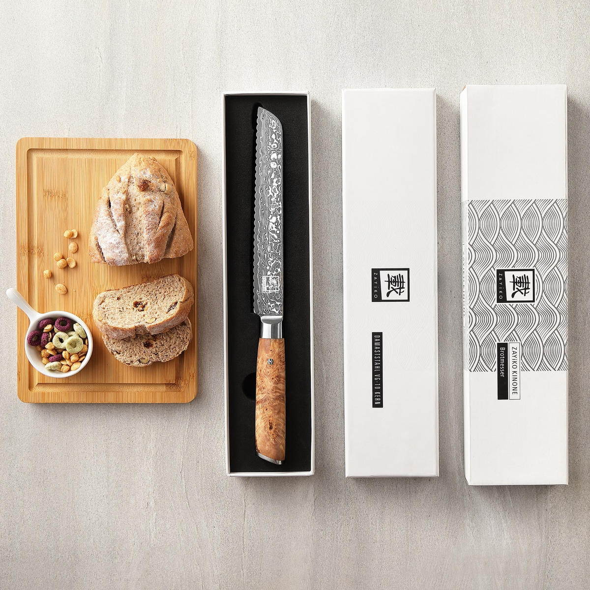 BROTMESSER 20 cm - Birkefarben, Holz/Metall (34cm) - Zayiko