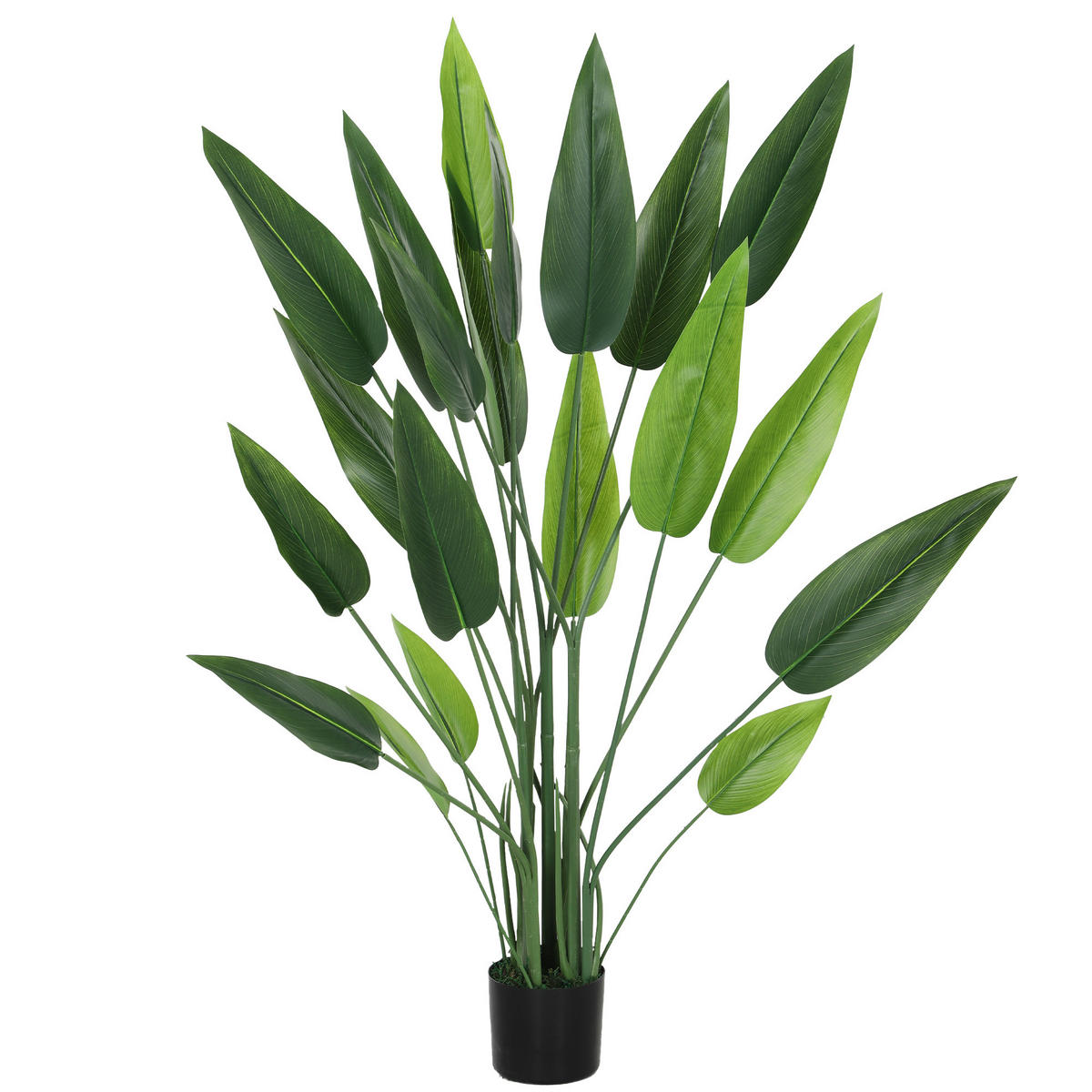 KUNSTPFLANZE, Paradiesvogelblume 140 cm, 20 Blätter & Topf, PE, PEVA & PP, dekorativ, Grün - Multicolor, Kunststoff (140cm) - FORIOUS