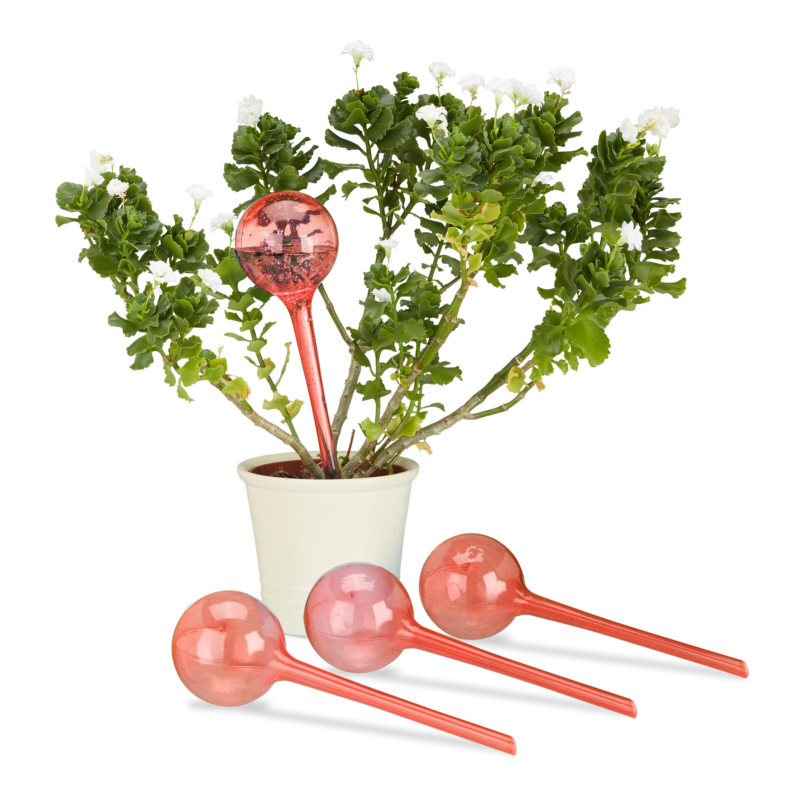 4XBEWÄSSERUNGSKUGELN - Rot, Kunststoff (8/27/8cm) - Relaxdays