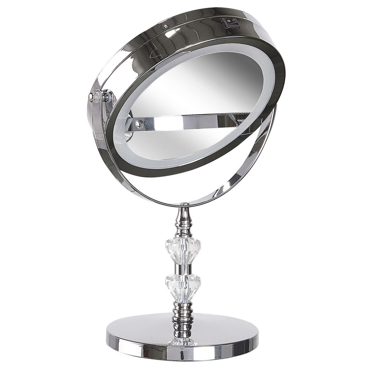 KOSMETIKSPIEGEL silber mit LED-Beleuchtung 20 cm Laon - Silberfarben, Metall (20/31/14cm) - Beliani