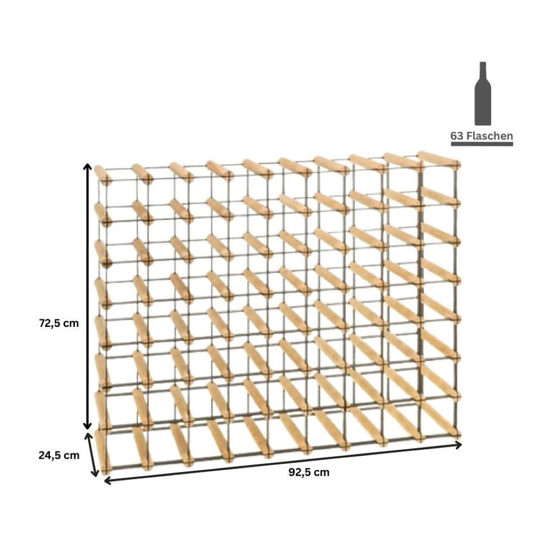 WEINREGAL Vinotega Mod Metal 72,5x92,5x24,5 cm 9x7 Flaschen Massives Kiefernholz Natur - Naturfarben, Holz (92.5/72.5/24.5cm) - PROREGAL