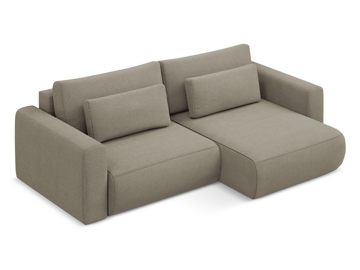 ECKSOFA mit Schlaffunktion Strukturstoff Stoff Grau - Schwarz/Grau, Kunststoff/Textil (148/257cm) - Makamii