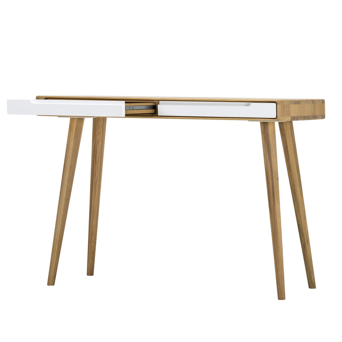 KONSOLENTISCH - Wildeiche teilmassiv, Weiß / Wildeiche - Weiß, Holzwerkstoff (43/110/75cm) - home24