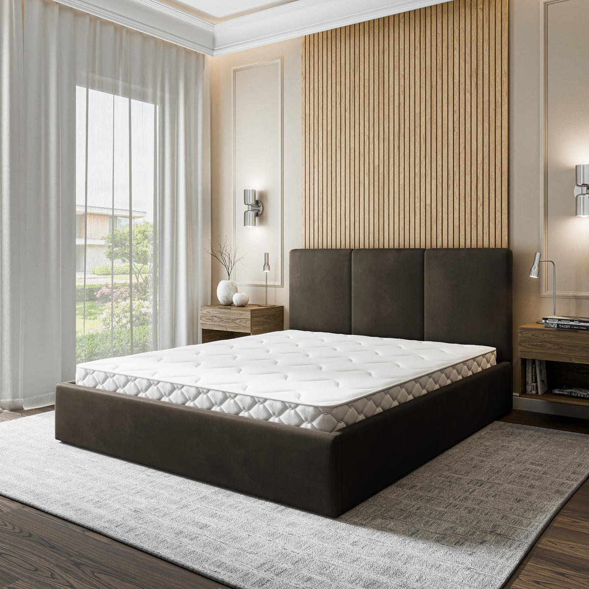 ČALOUNĚNÁ Postel AZURI 140x200 cm Hnědá - hnědá, kompozitní dřevo/textil (140/200cm) - MASSENO