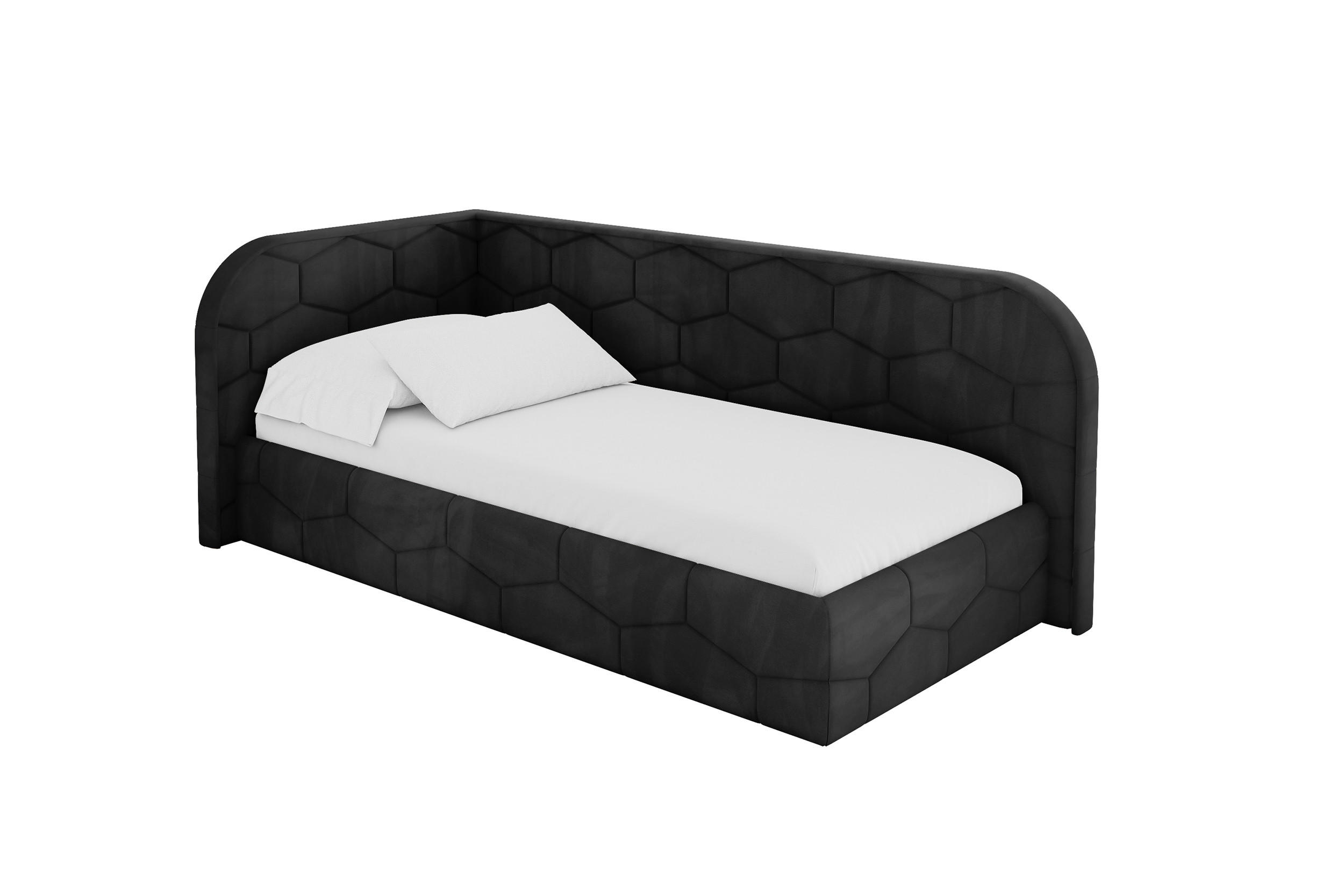 ALTDECOR JEDNOLŮŽKOVÁ POSTEL pro mládež s úložným prostorem a matrací H3/H4, vpravo - JAXY 100x200 černá