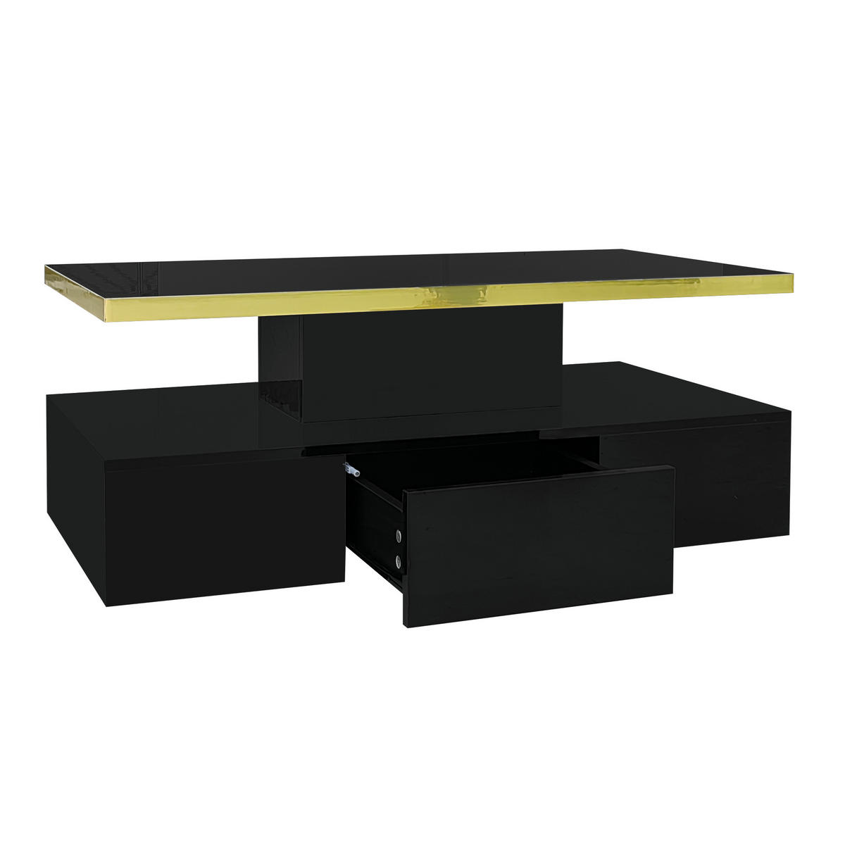 COUCHTISCH in Hochglanz mit LED-Beleuchtung - Schwarz, Holzwerkstoff (50/100/38.5cm) - Urban Meuble