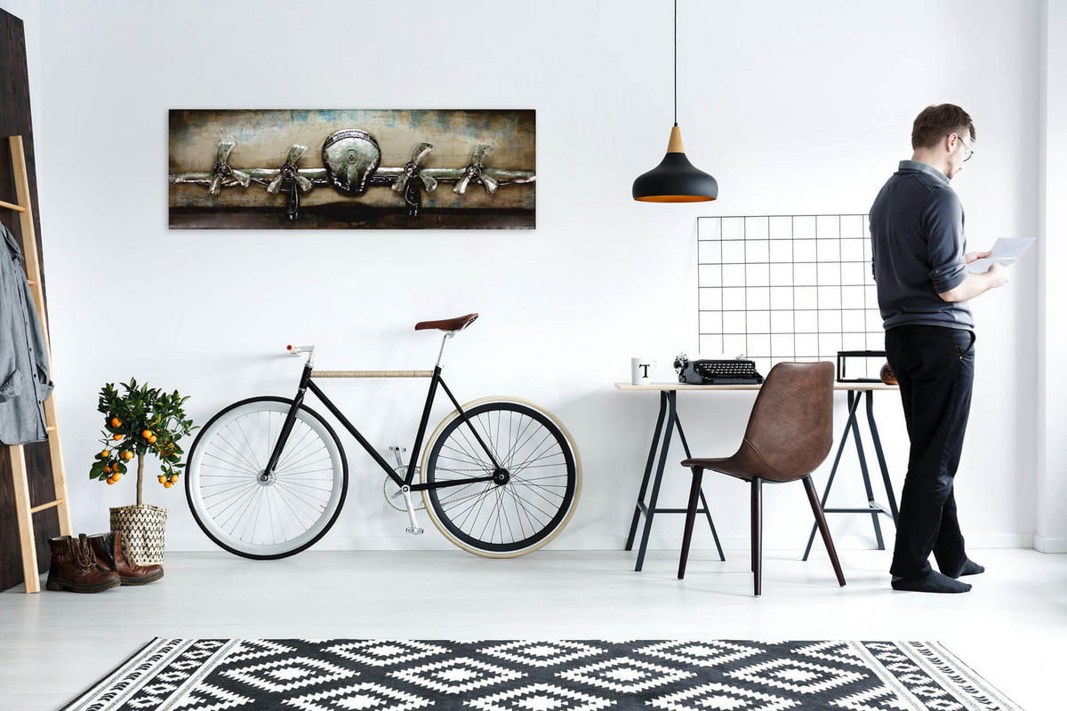 METALLBILD Beige 144/44 cm - Beige, Metall (7.6/44cm) - KUNSTLOFT