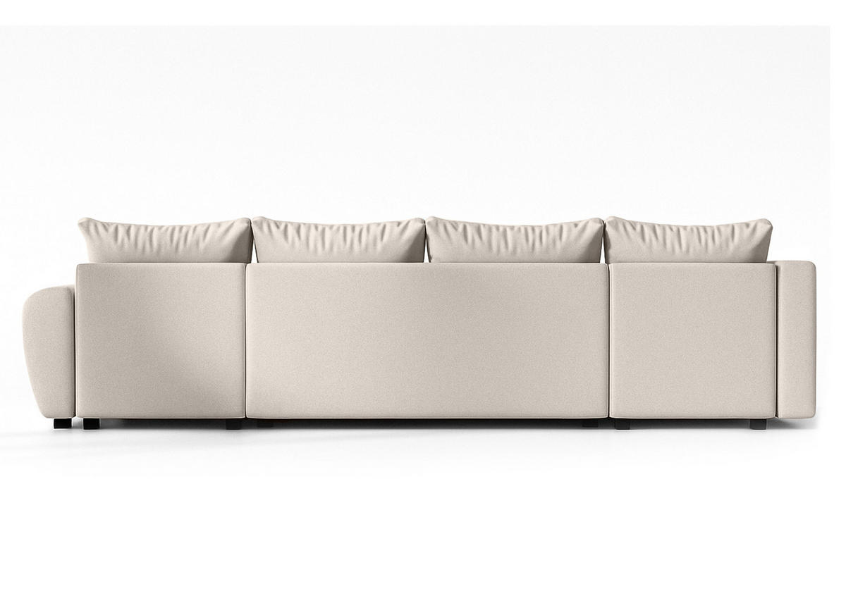 WOHNLANDSCHAFT Malatya U Form MAX Beige 311/145/82 cm mit Schlaffunktion - Beige/Schwarz, Kunststoff/Textil (303/82/208cm) - AX Living