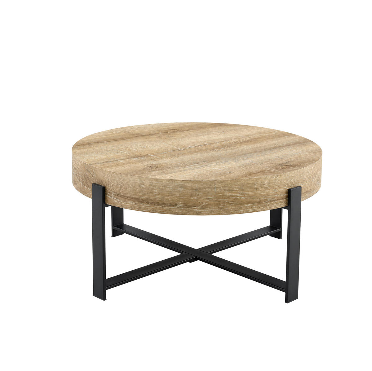 COUCHTISCH 68/36 cm Schwarz aus MDF und Metall mit Kreuzgestell - Schwarz, Holzwerkstoff (68/68/36cm) - OKMYHOME