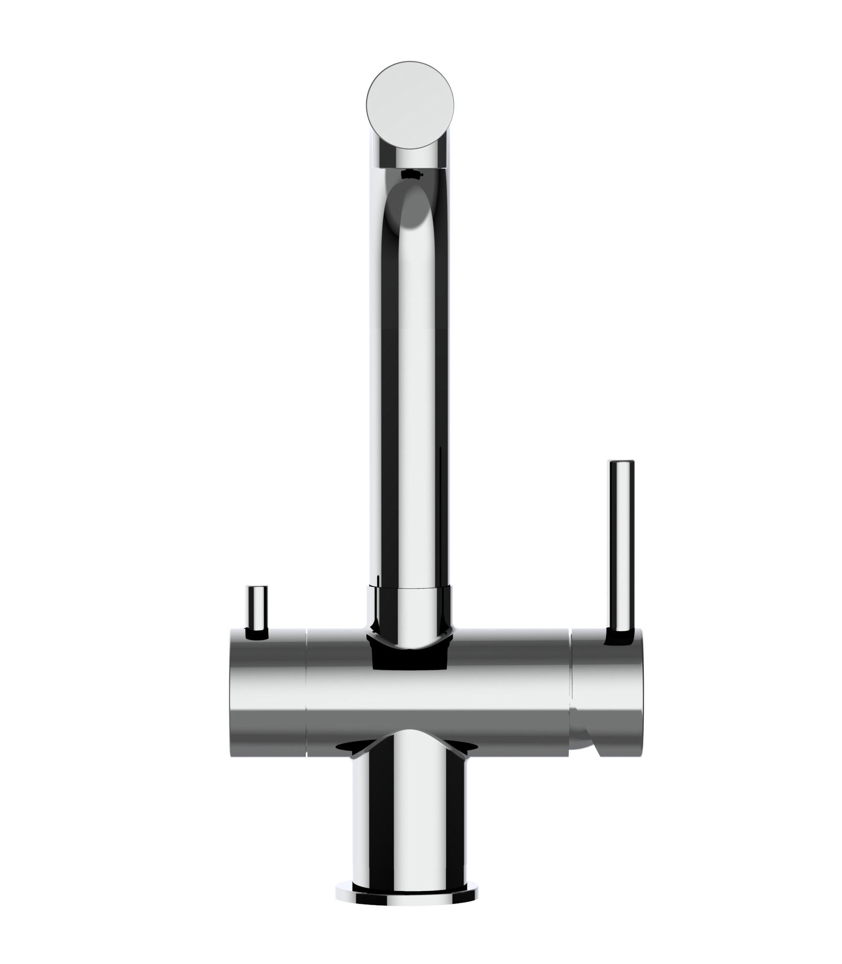 3-WEGE-KÜCHENARMATUR, Edelstahl Massiv aus Chirurgenstahl, Hochglanz, 360° schwenkbar / Kurze Variante - Edelstahlfarben, Metall (22.5/28/22.5cm) - VIZIO