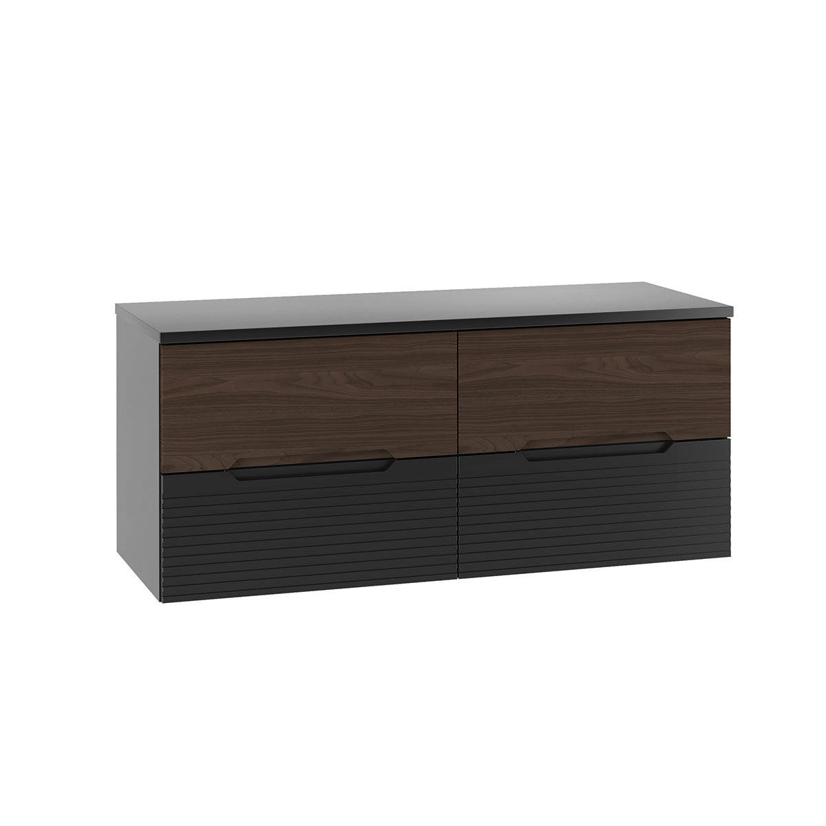 WASCHTISCHUNTERSCHRANK 120.6cm Sylla Schwarz und Holz - Schwarz, Holzwerkstoff (120.6/52.2/45.8cm) - Petits-meubles