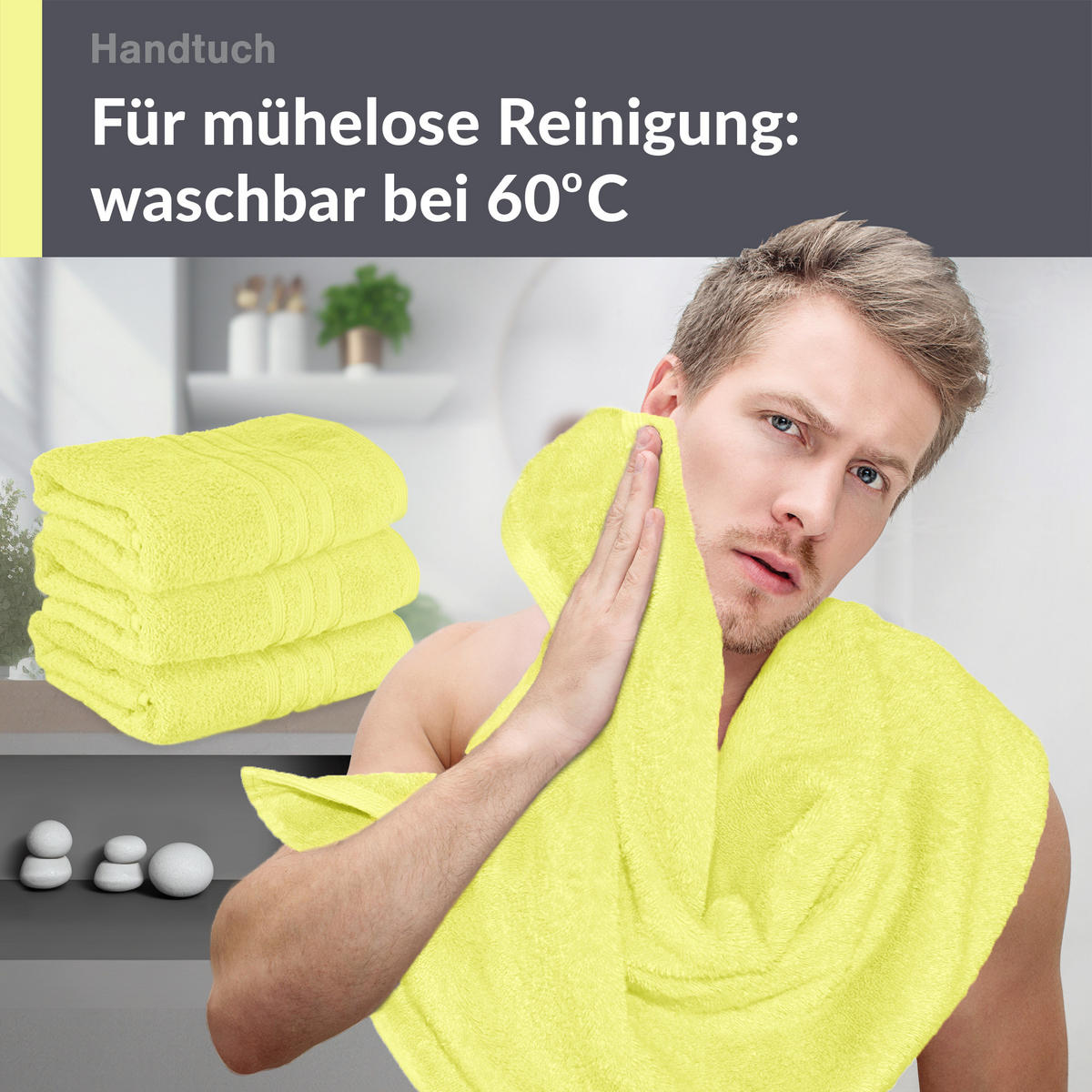 HANDTUCH 50x100 cm London Anis Grün 4er Set - Hellgelb, Textil (50/100cm) - Lashuma