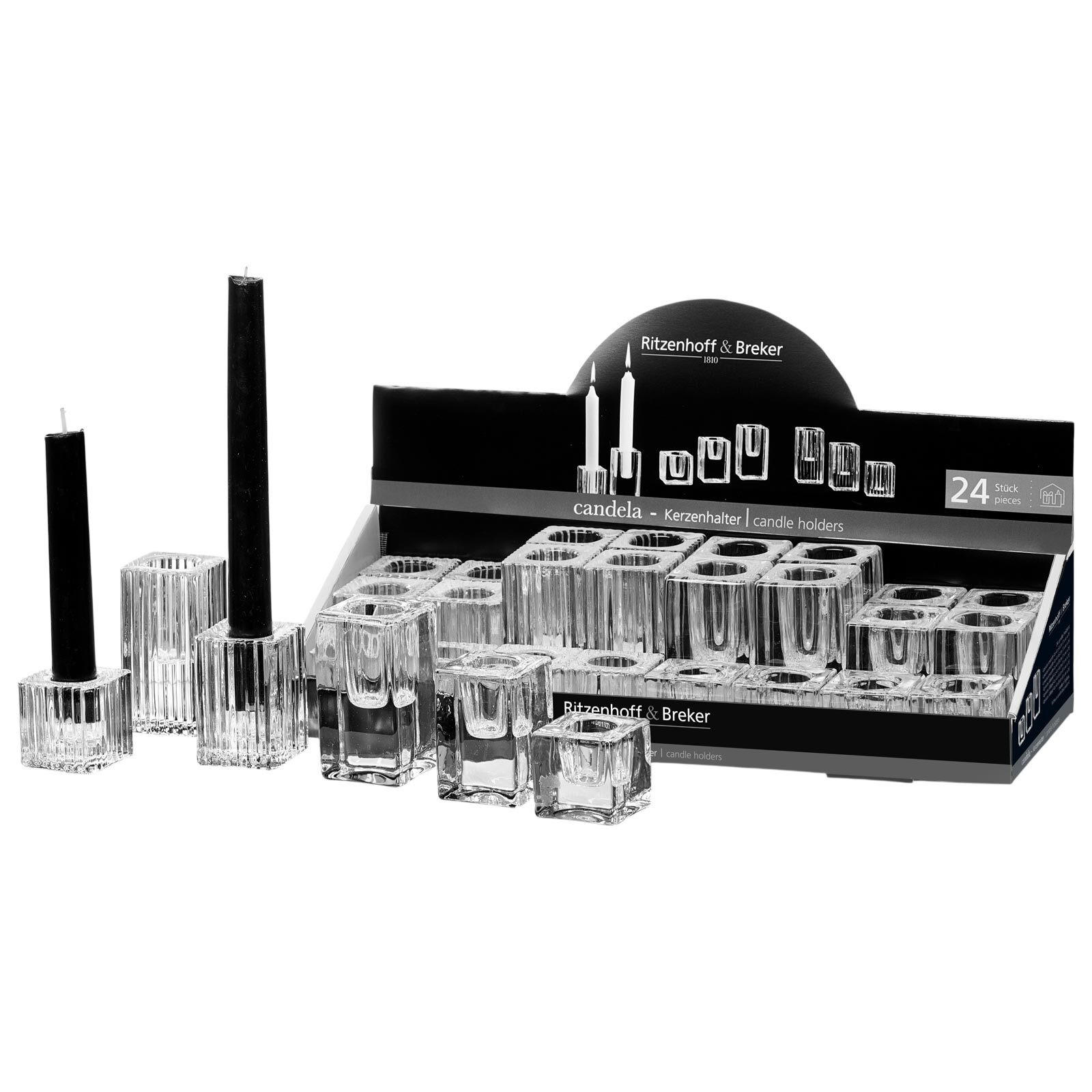 KERZENHALTER Candela transparent 4 / 6 / 8 cm 24er Set - Transparent, Glas (2/2/2cm) - Ritzenhoff Breker