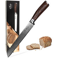 BROTMESSER aus Damast I EDIB - Braun, Holz/Metall (30cm) - Wakoli