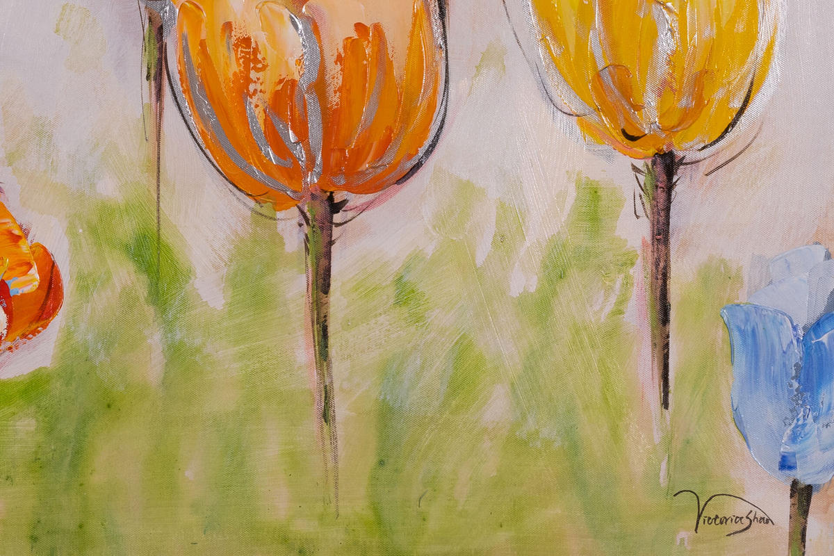 ACRYLBILD HANDGEMALT 120/60 cm - Blau/Gelb, Holz/Textil (120/60cm) - KUNSTLOFT