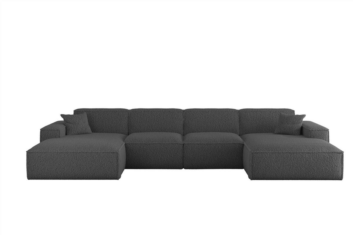 WOHNLANDSCHAFT Celes Premium In Sven - Dunkelgrau, Holzwerkstoff/Textil (378/73/165cm) - Fun Möbel