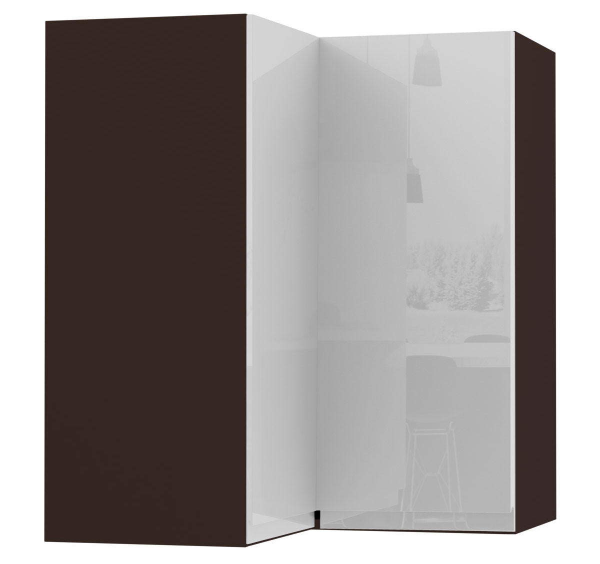 ECKHÄNGESCHRANK Florence W12/60 Lava / RAL 9003 signalweiß HG 60 / 60 / 72cm - Vordertür links - Dunkelgrau/Weiß Hochglanz, Holz/Holzwerkstoff (72/60/60cm) - Feldmann-Wohnen
