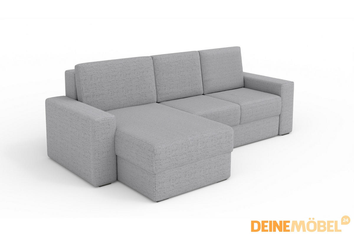 ECKSOFA TOCO L 240x145 cm in Cord Hellgrau rechts - Hellgrau, Holz/Holzwerkstoff (240/145cm) - Deine Möbel 24