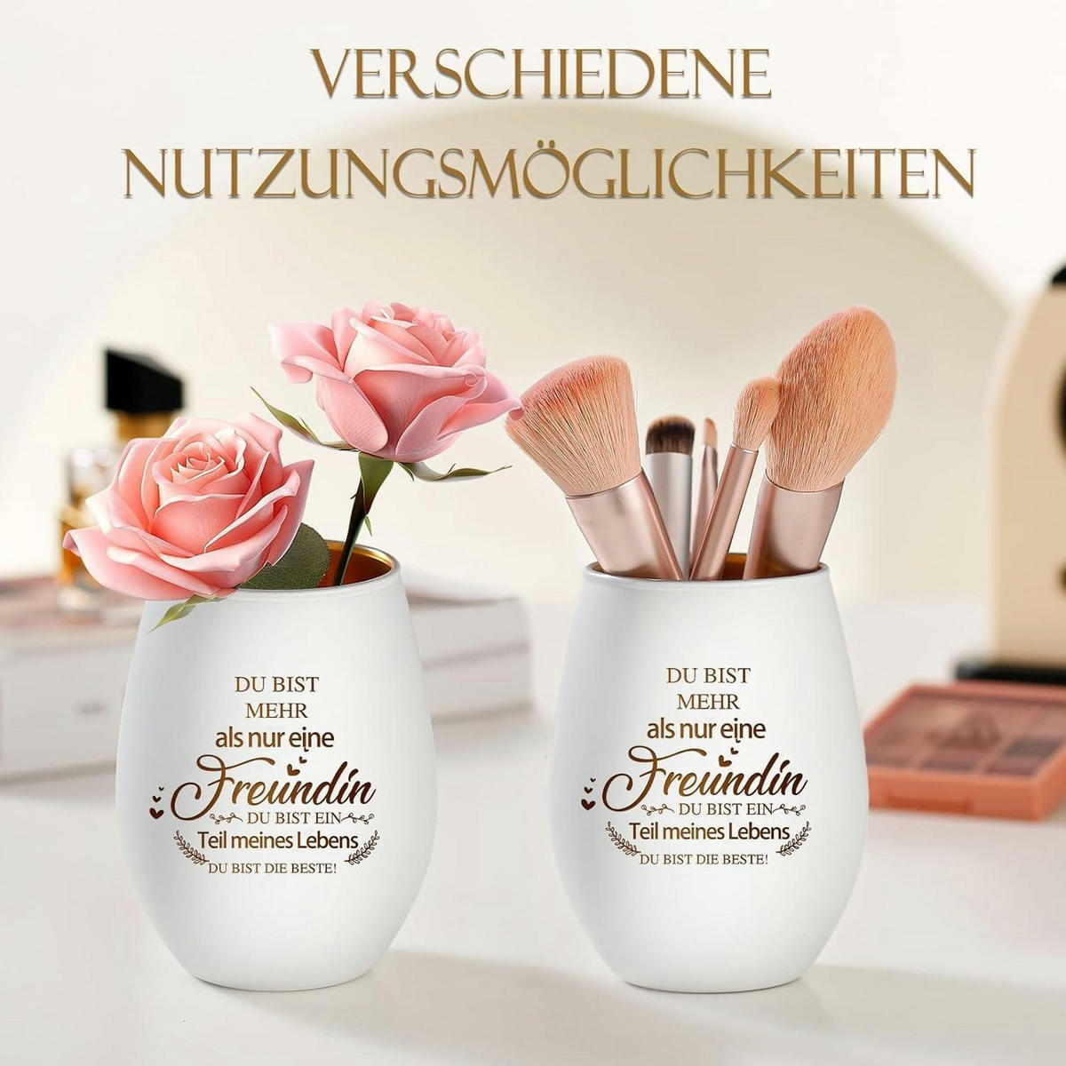 WINDLICHT mit Spruch für Freundin Glas 11.4 cm - Weiß, Glas (11.4cm)