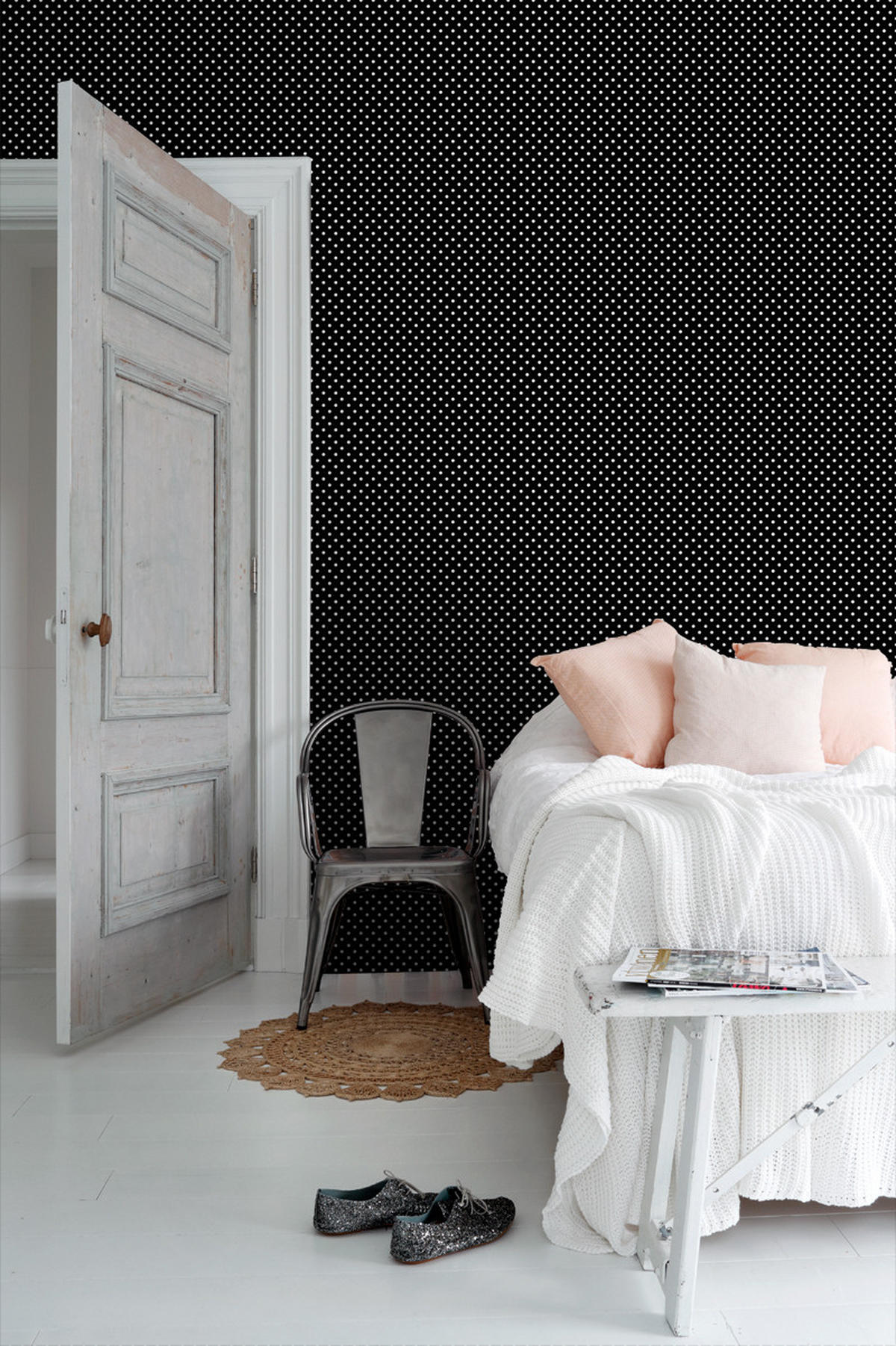 TAPETE Punkte 53 cm x 10.05 m - Schwarz, Papier (53/1000cm) - ESTAhome