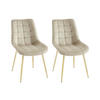 POLSTERSTUHL 2er-Set - Samt & goldfarbenes Metall - Beige - OLLUA - Beige, Textil (60/87/49.5cm) - Vente-Unique
