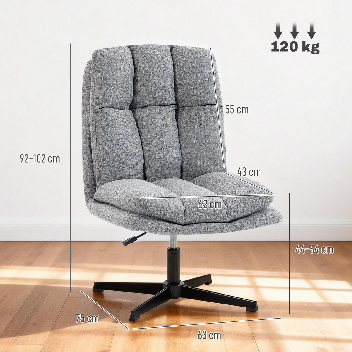 DREHSTUHL Grau 1 Stück - Grau, Textil (63/102/75cm) - GiPP
